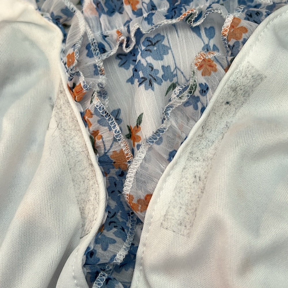 Deep V Ruffle Floral Flowy Mini Dress - Picture 9 of 9